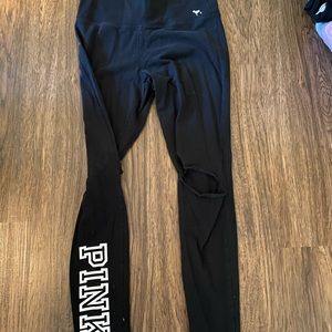 NWOT PINK Leggings with Ripped Knees